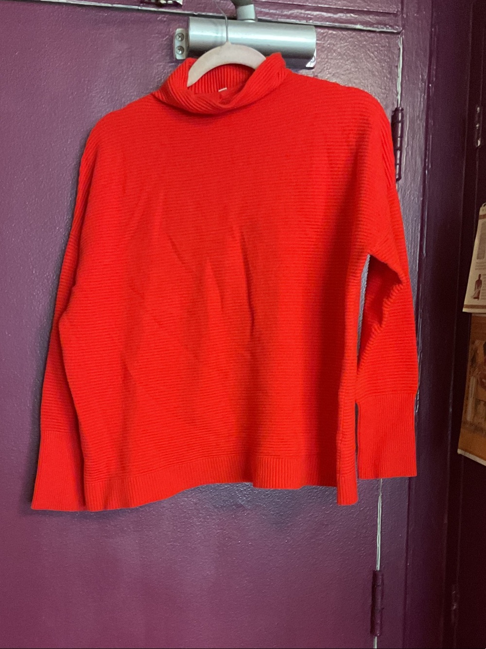 Chelsea & Theodore Bright Red Ribbed Turtleneck Sweater